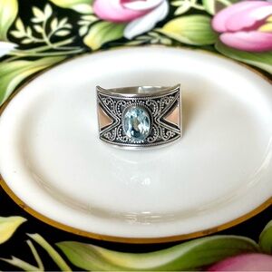 925 Sterling Silver & Aquamarine Ring